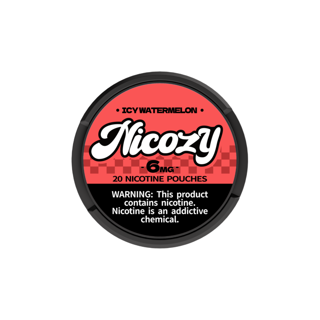 Nicozy Icy Watermelon nicotine pouch tin - official product image