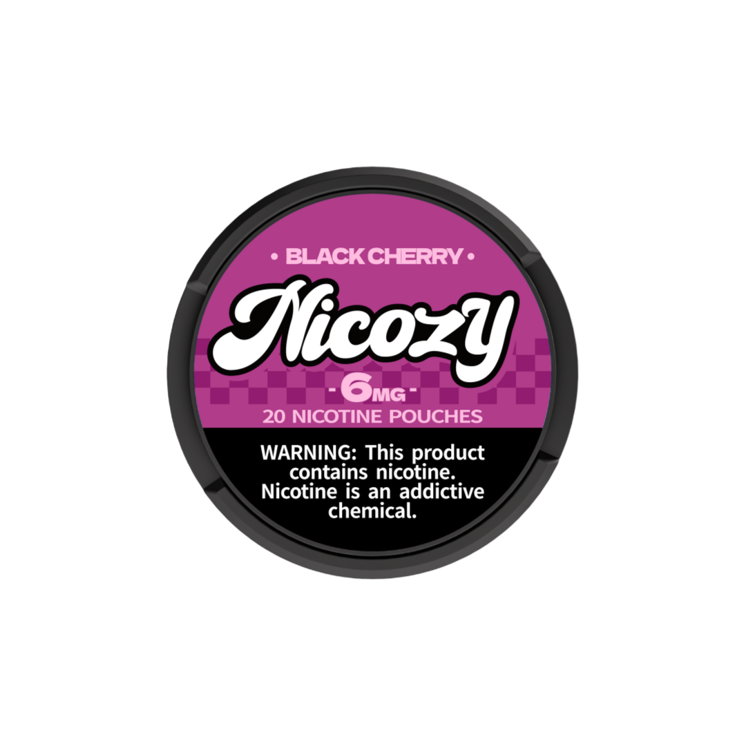 Nicozy Black Cherry nicotine pouch tin - official product image