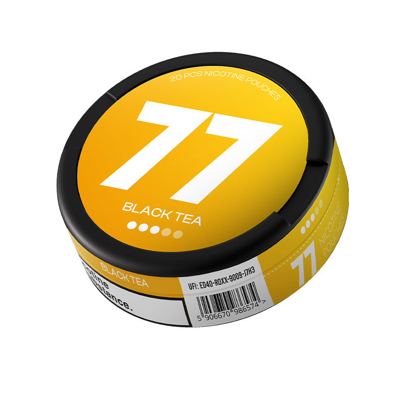77 Black Tea / 10.4 mg can, transparent background
