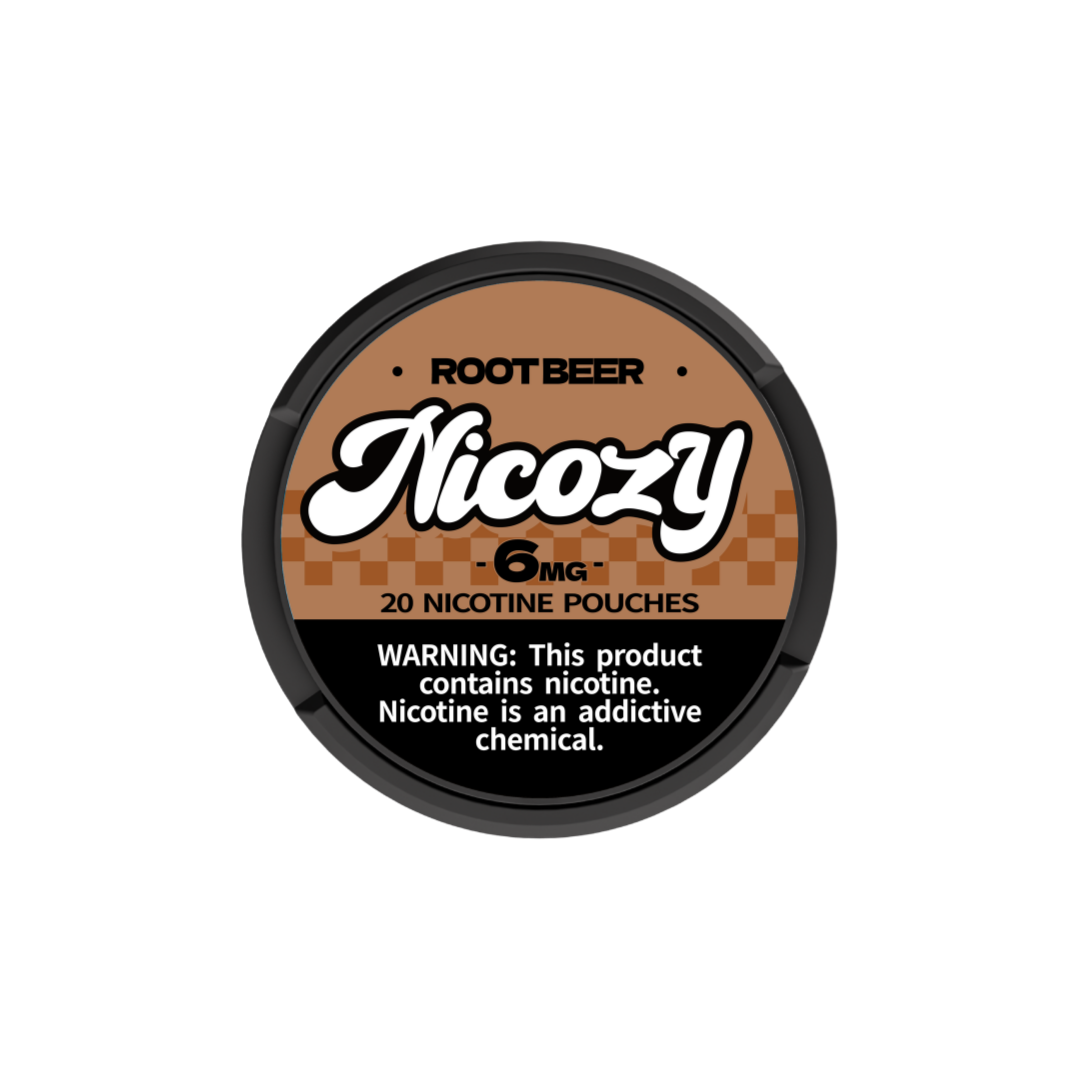 Nicozy Root Beer nicotine pouch tin - official product image
