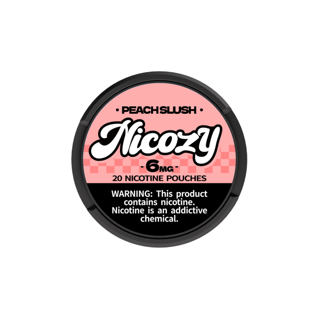 Nicozy Peach Slush nicotine pouch tin - official product image